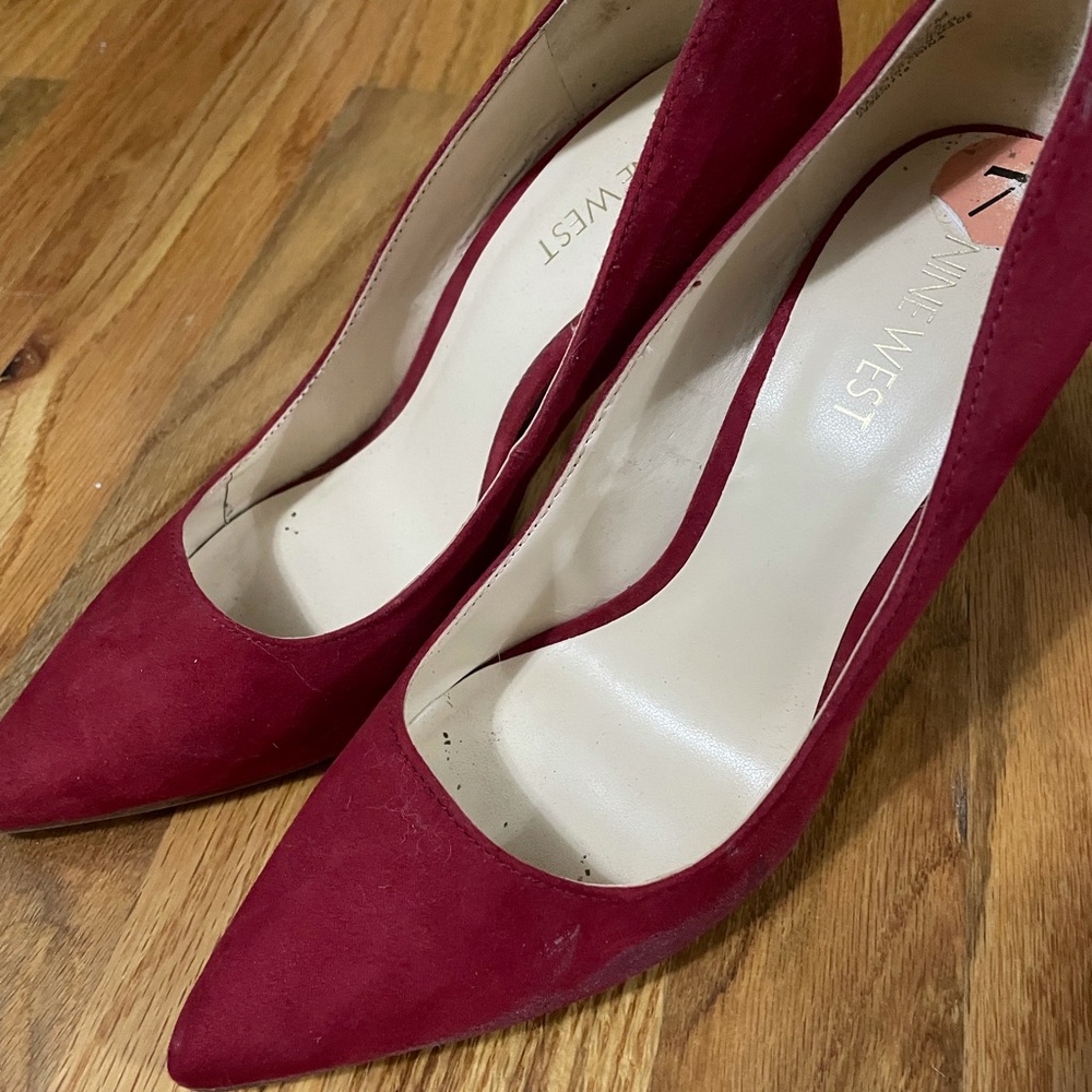 Red suede heels